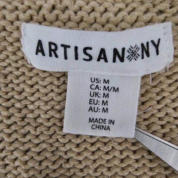 Artisan NY Cardigan Boho Fringe Knit Beige Open Front Sweater - Picture 2 of 9